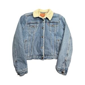 Levi's Denim Jacket Womens XL Blue Sherpa Lined Trucker Classic 36136-0000